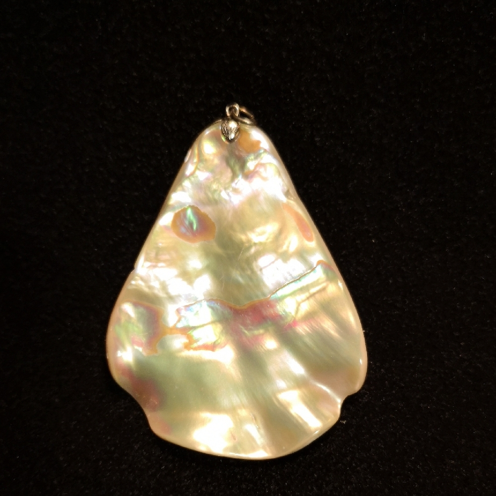Elegant Estate Jewelry Statement Natural Iridescent Mother of Pearl Pendant